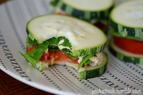 These Raw Zucchini Squash Sandwiches are an easy and super-healthy snack that are especially refreshing on a hot summer day!