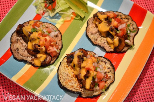 Spicy Mushroom Tacos with Soft Eggplant Shells