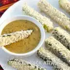 Baked Zucchini Sticks with Spicy Queso Dip