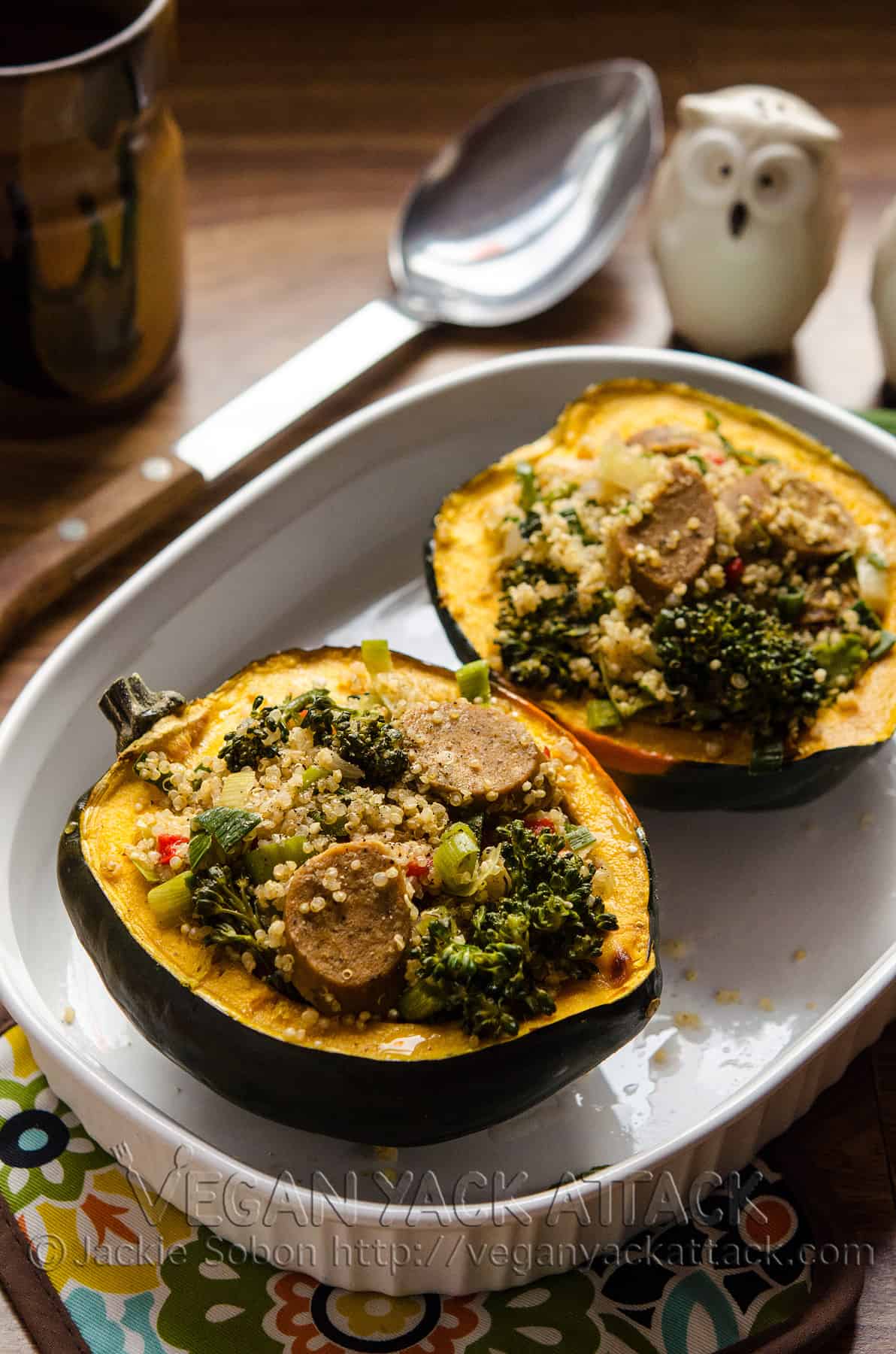 This simple and savory Quinoa-Stuffed Acorn Squash is easy-to-make and filled with nutritious ingredients!