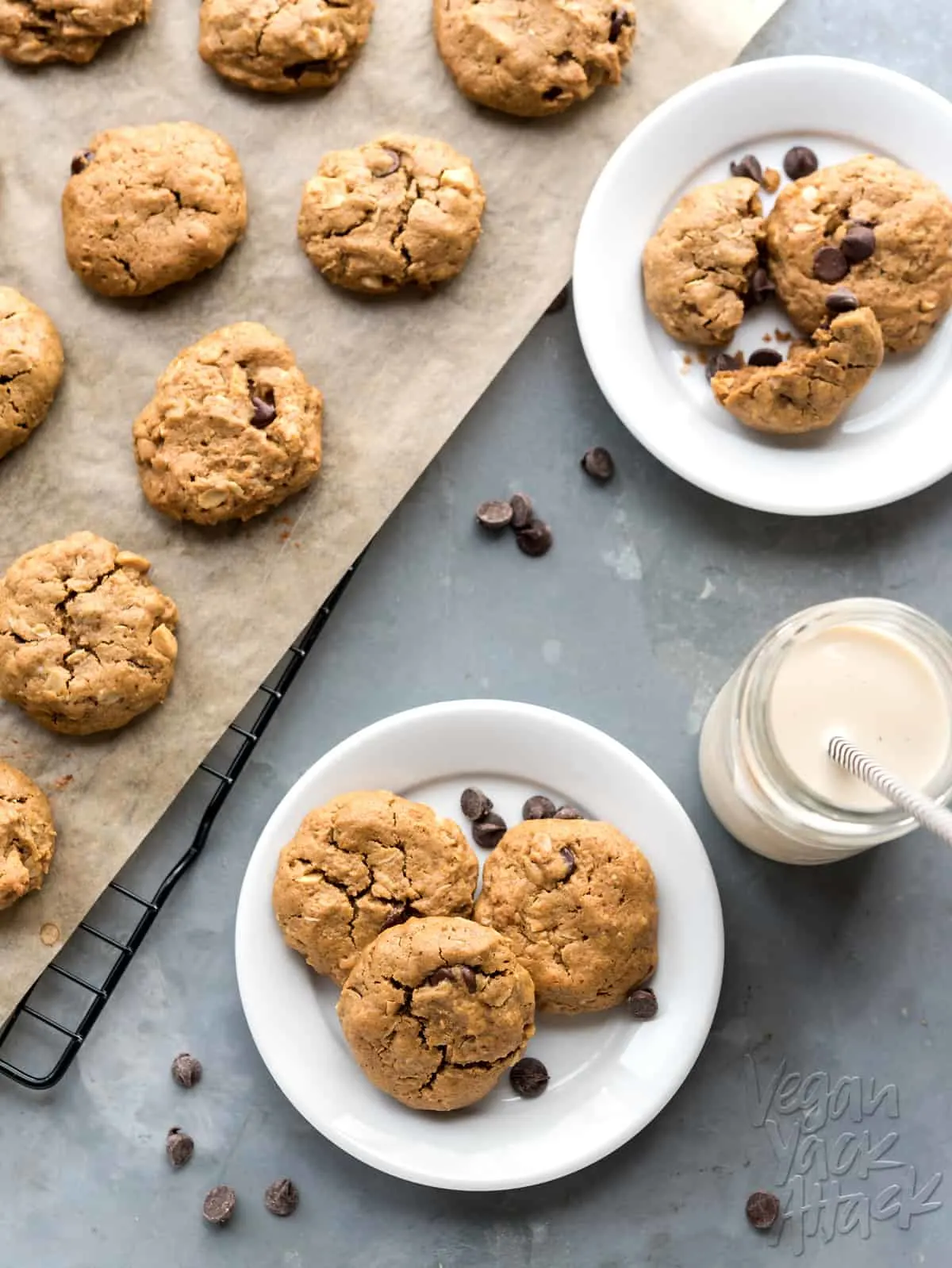 These Peanut Butter Oatmeal Cookies are easy-to-make, fun to customize, and always a crowd pleaser! From the book, But My Family Would Never Eat Vegan! #vegan #soyfree #eggfree