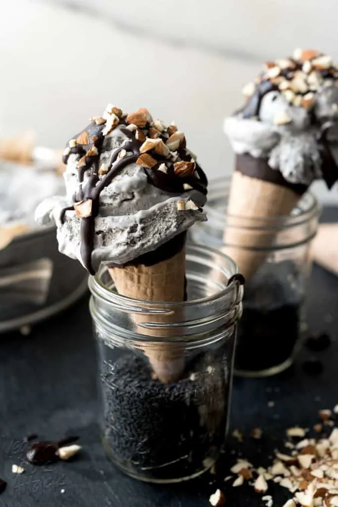 Black Sesame Coconut Ice Cream! Dairy-free, fluffy and oh-so-perfect for cooling off this summer. #vegan #glutenfree #soyfree #veganyackattack