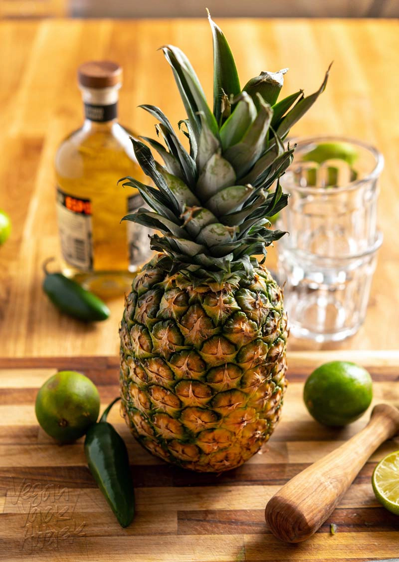 Pineapple, jalapeno, lime, and tequila reposado