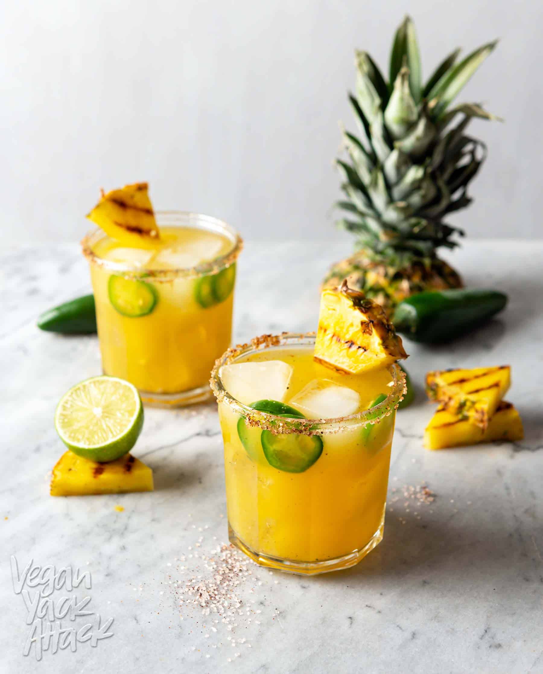 These Charred Pineapple Jalapeño Margaritas are better than any of their predecessors and unique in their own way! Try out this recipe to cool down, while also bringing the heat. #cocktails #margaritas #pineapple #recipe #jalapeno