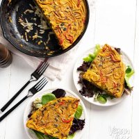 This Hash Brown-Crusted Frittata from Vegan Yack Attack's Plant-Based Meal Prep is a protein-rich breakfast that is utterly delicious! (And allergy-friendly) #vegan #plantbased #soyfree #nutfree #glutenfree