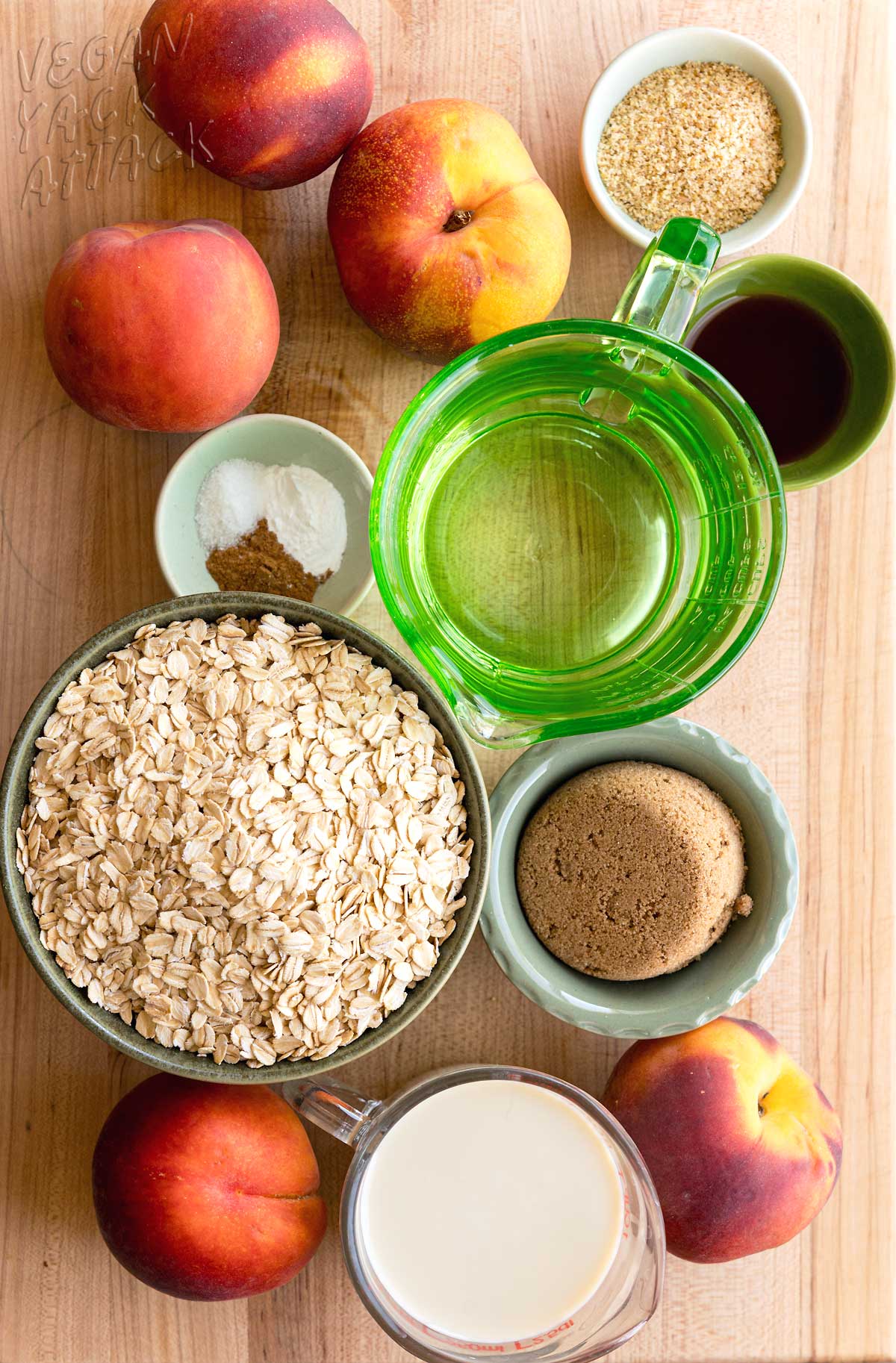 Ingredients in ramekins on a cutting board